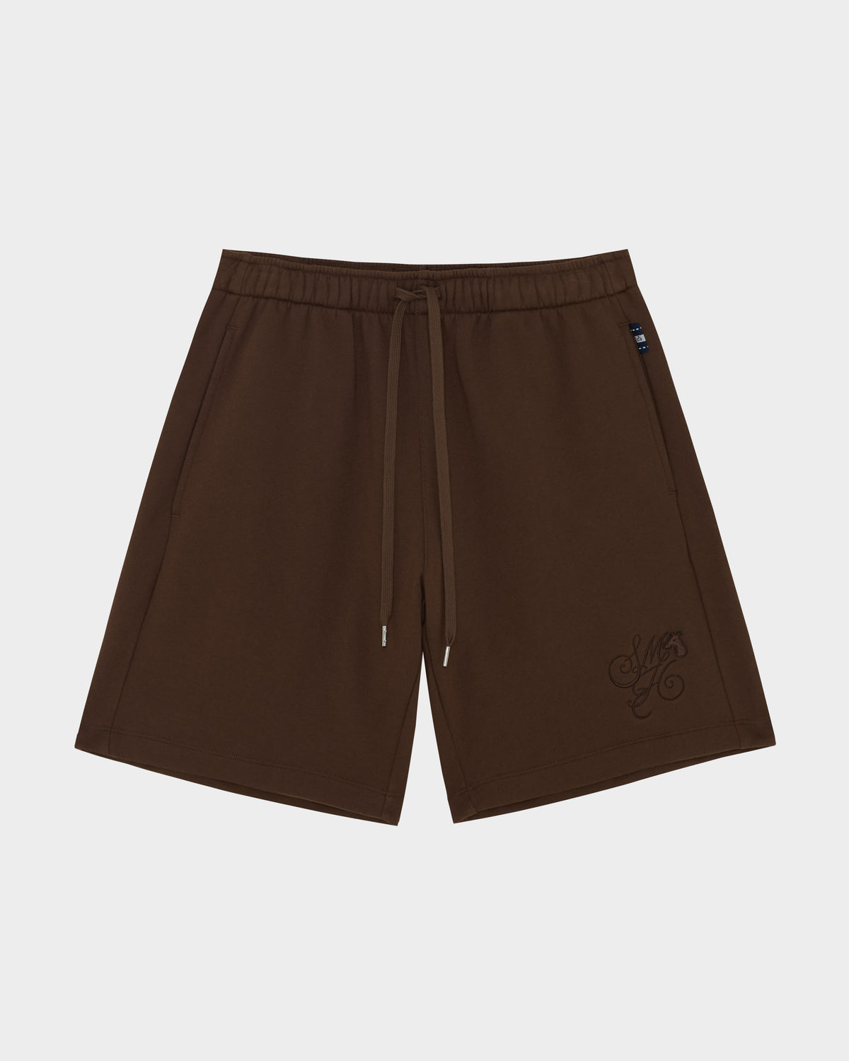 SMILEYHOUND FRENCH TERRY EMBROIDERED  SCRIPT  INITIAL LOGO SHORTS