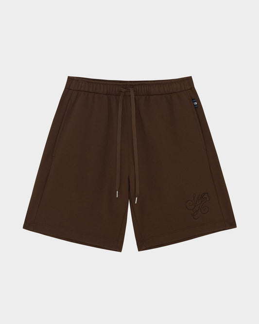 SMILEYHOUND FRENCH TERRY EMBROIDERED  SCRIPT  INITIAL LOGO SHORTS