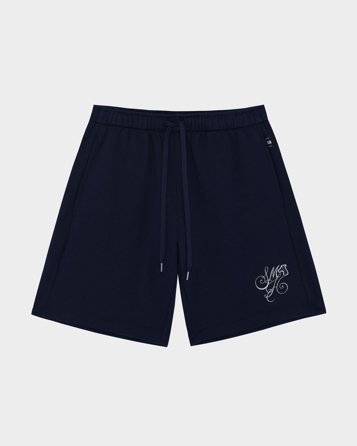 SMILEYHOUND FRENCH TERRY EMBROIDERED  SCRIPT  INITIAL LOGO SHORTS