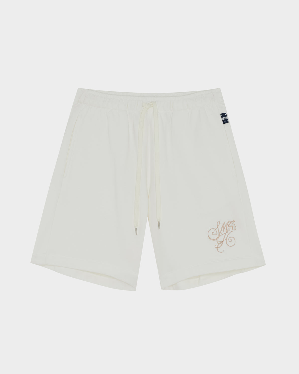 SMILEYHOUND FRENCH TERRY EMBROIDERED  SCRIPT  INITIAL LOGO SHORTS