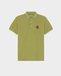 SMILEYHOUND STRIPED RIB COLLAR POLO WITH LEATHER PATCH