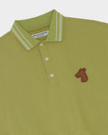 SMILEYHOUND STRIPED RIB COLLAR POLO WITH LEATHER PATCH