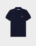 SMILEYHOUND STRIPED RIB COLLAR POLO WITH LEATHER PATCH