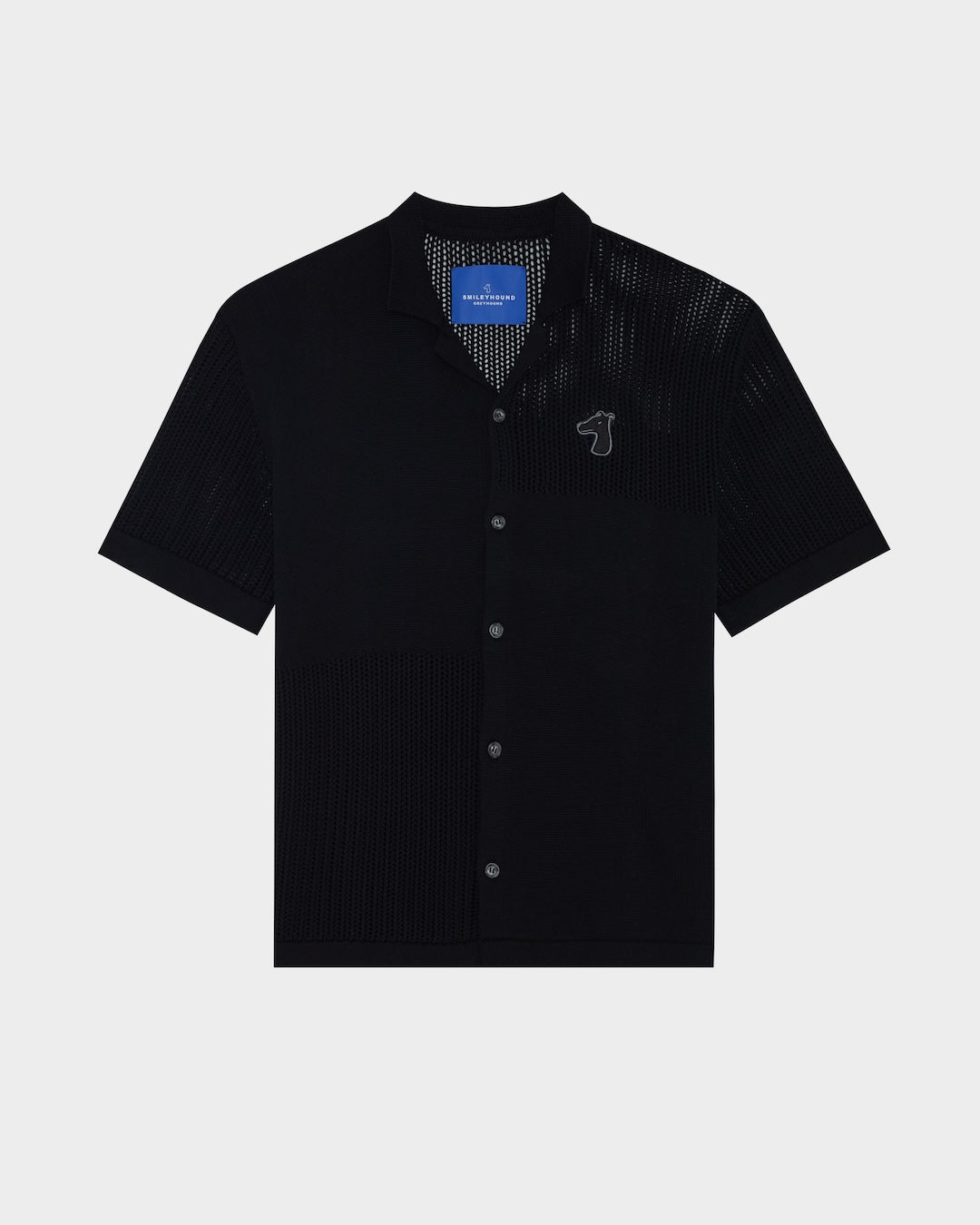 SMILEYHOUND MIXED-TEXTURE KNITTED CAMP SHIRT