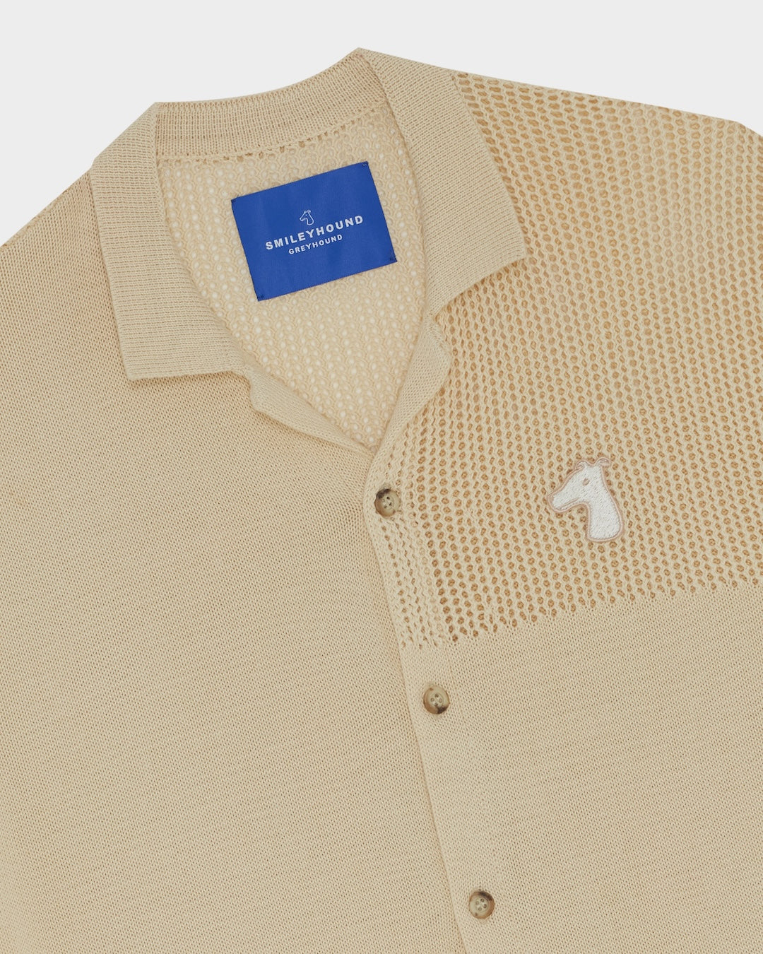 SMILEYHOUND MIXED-TEXTURE KNITTED CAMP SHIRT