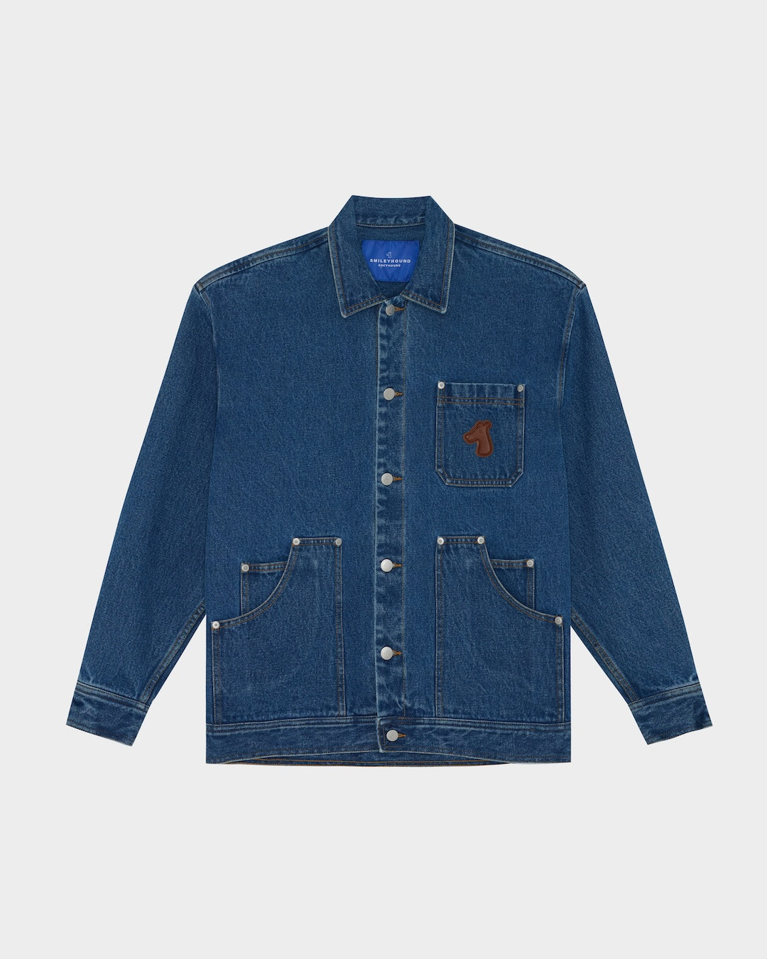 SMILEYHOUND DENIM WORK JACKET WITH DOUBLE-LAYER POCKETS