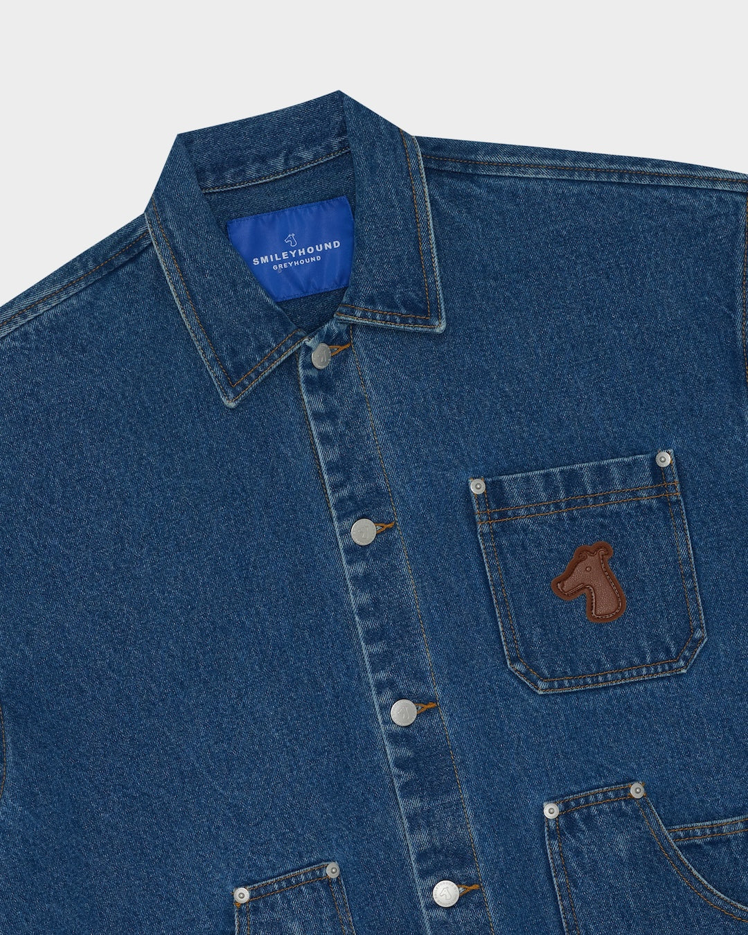 SMILEYHOUND DENIM WORK JACKET WITH DOUBLE-LAYER POCKETS