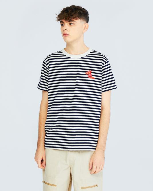 SUMMER STRIPE  T-SHIRT WITH LOGO EMBROIDERED