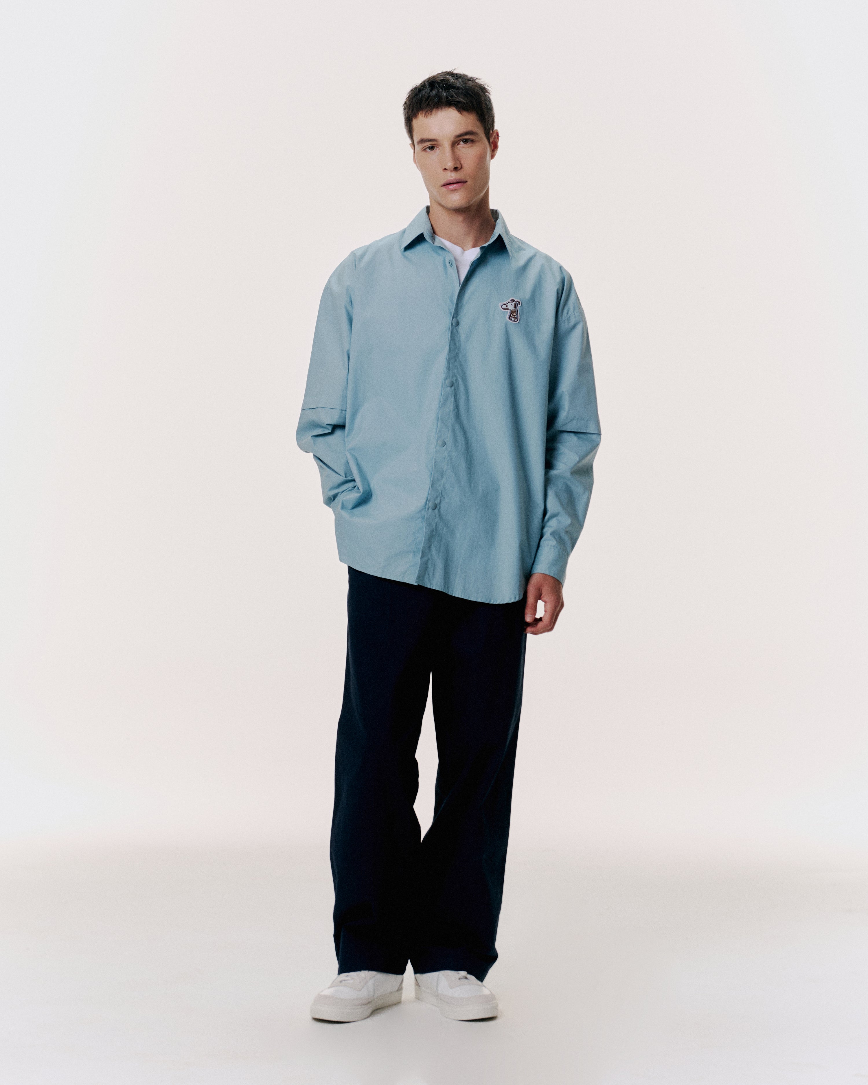 POPLIN LOOSE SHIRT WITH LOGO EMBROIDERED