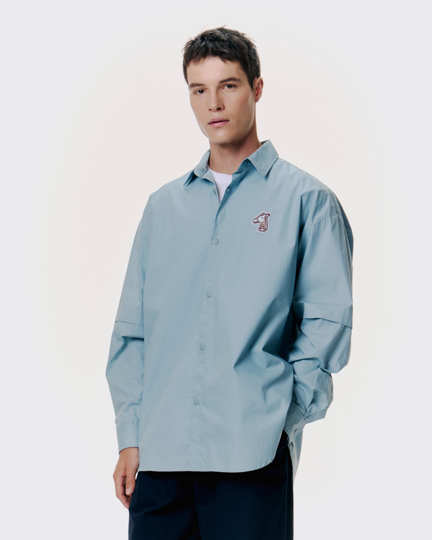 POPLIN LOOSE SHIRT WITH LOGO EMBROIDERED