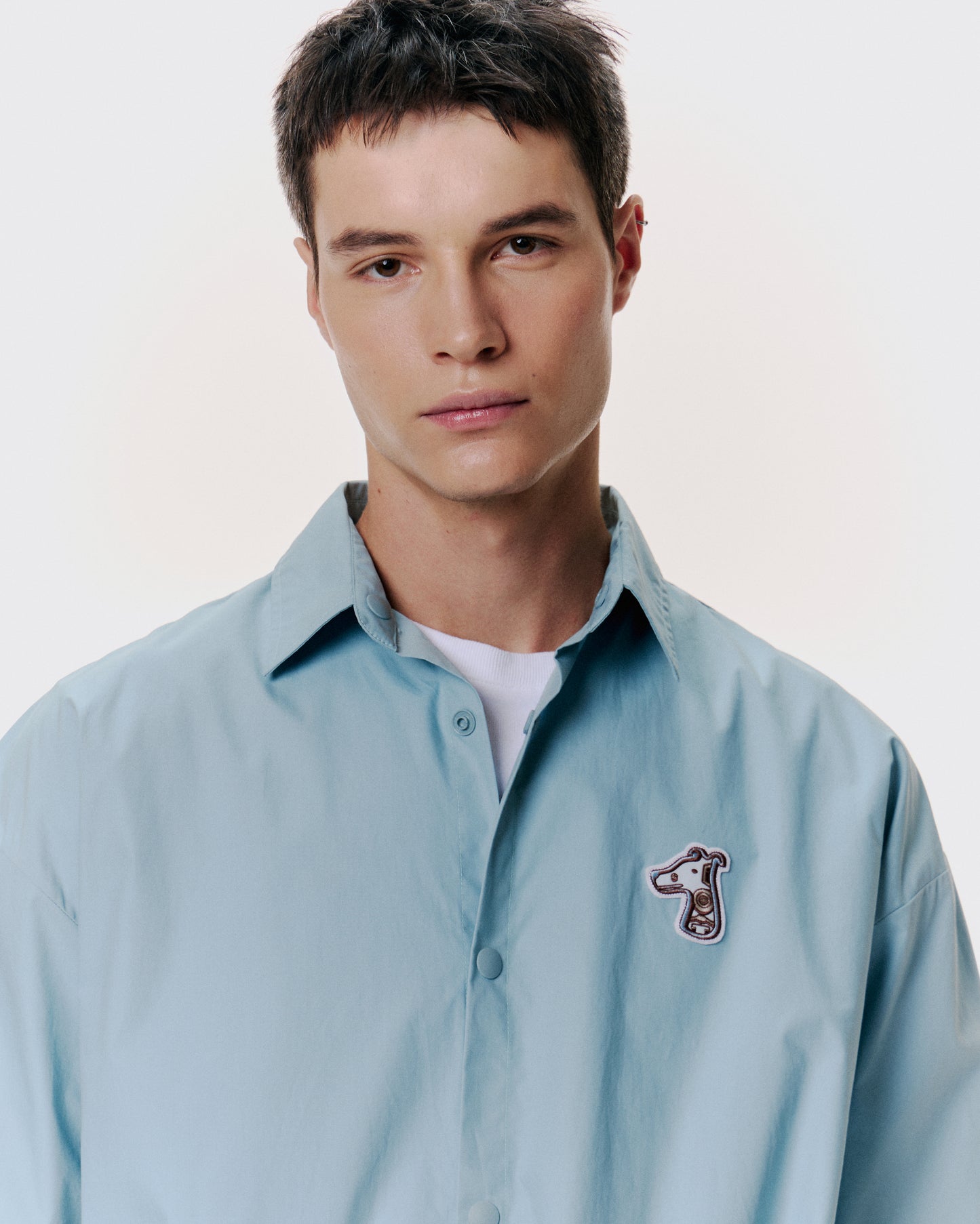 POPLIN LOOSE SHIRT WITH LOGO EMBROIDERED