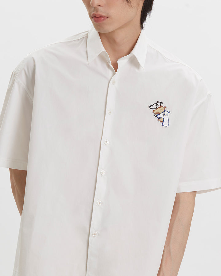 POPLIN LOOSE SHIRT WITH LOGO EMBROIDERED