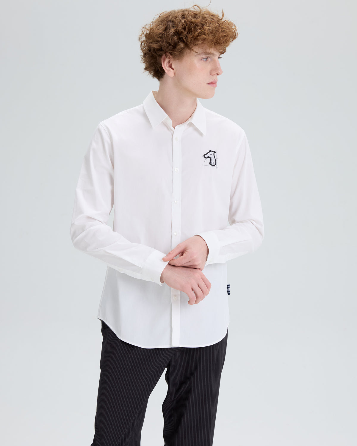 POPLIN SLIM SHIRT WITH LOGO EMBROIDERED