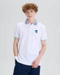 STRIPED COLLAR POLO SHIRT WITH LOGO EMBROIDERED