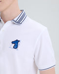 STRIPED COLLAR POLO SHIRT WITH LOGO EMBROIDERED