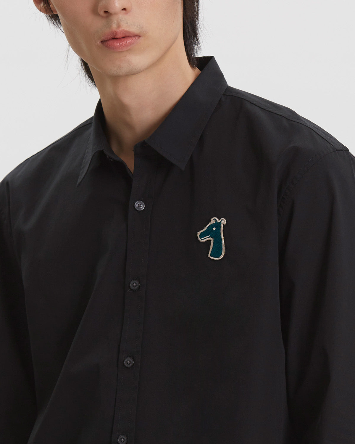 POPLIN REGULAR SHIRT WITH LOGO EMBROIDERED