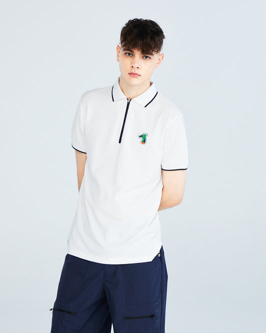 HALF-ZIP POLO SHIRT WITH LOGO EMBROIDERED