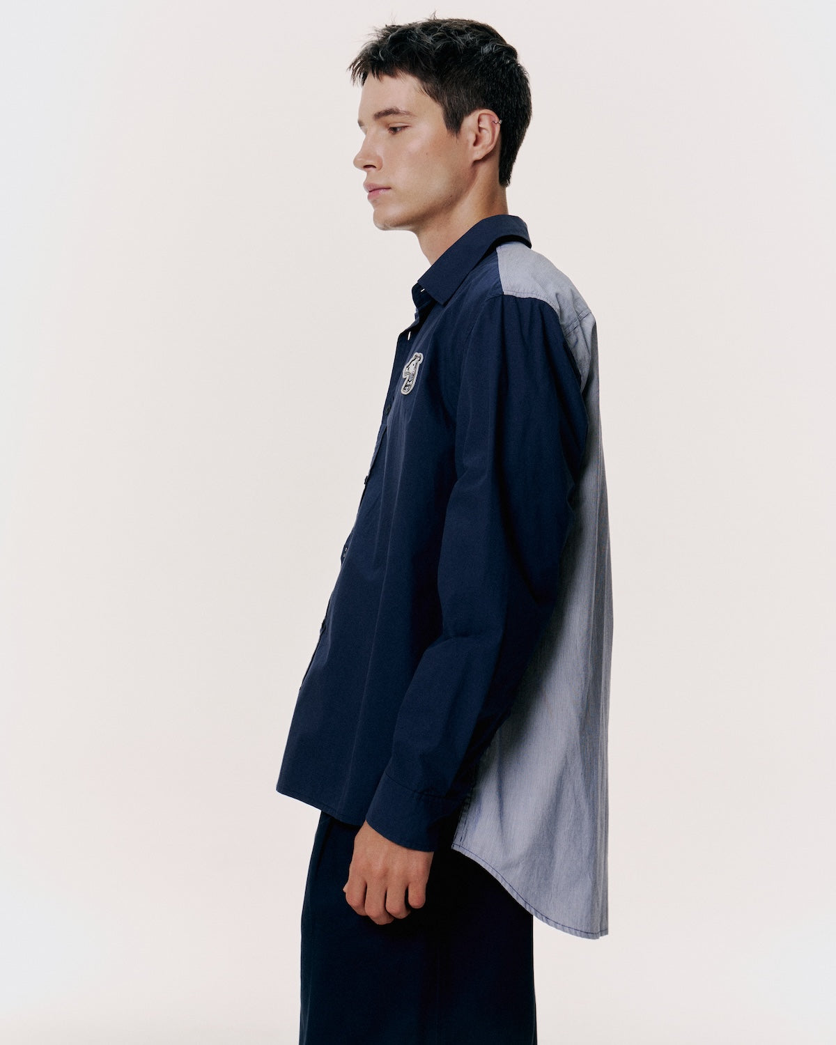 COLOR-BLOCK SHIRT WITH LOGO EMBROIDERED