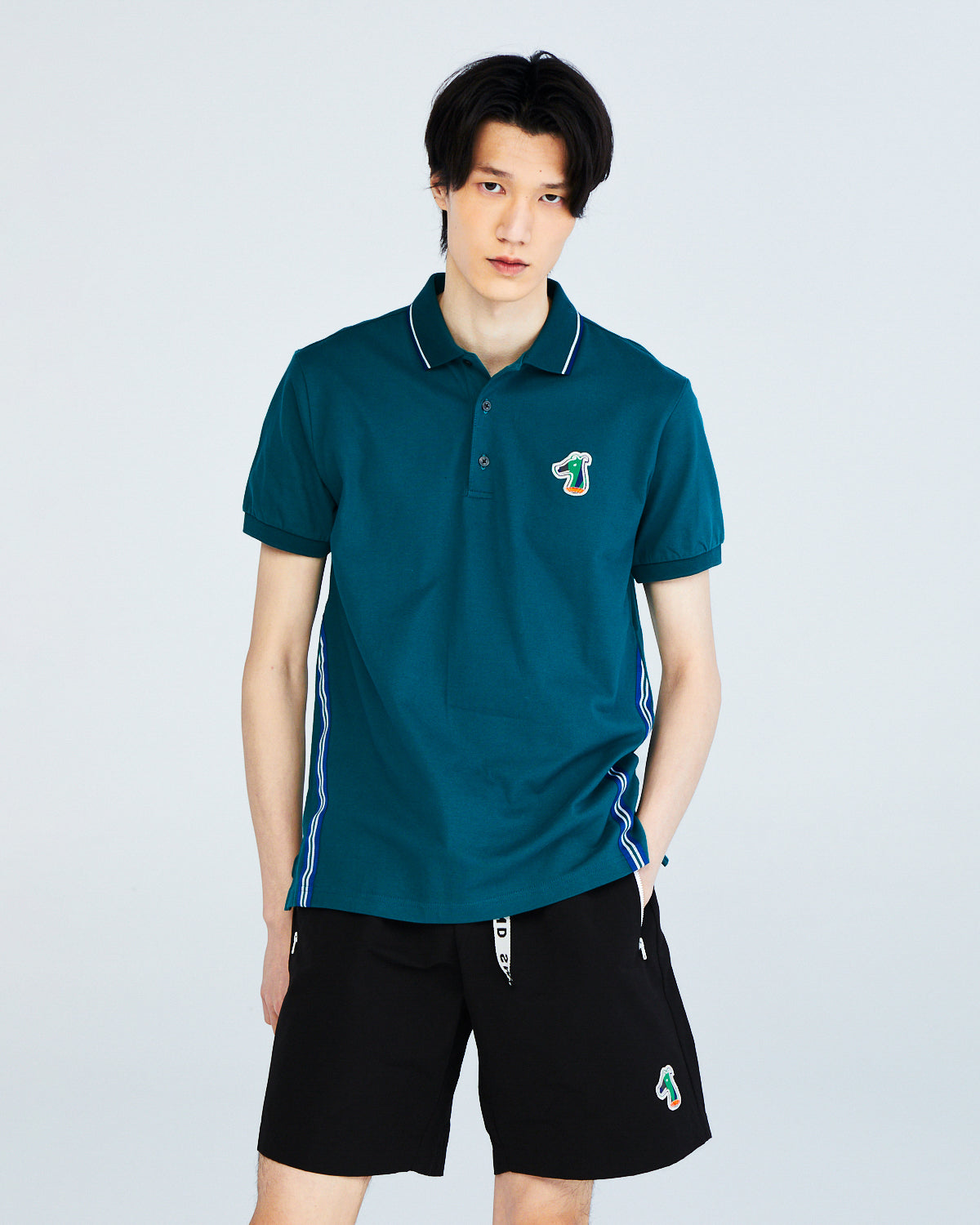 TAPE POLO SHIRT WITH LOGO EMBROIDERED
