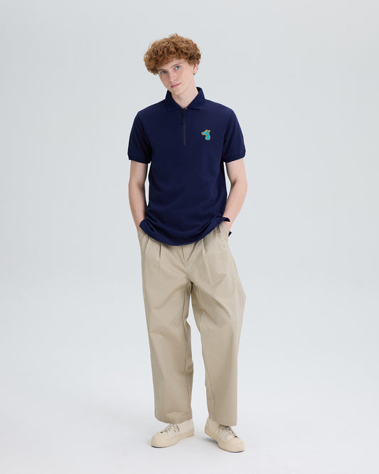 ZIP POLO SHIRT WITH LOGO EMBROIDERED