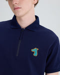 ZIP POLO SHIRT WITH LOGO EMBROIDERED