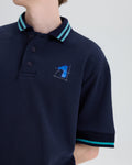 STRIP DETAILED POLO SHIRT WITH LOGO EMBROIDERED