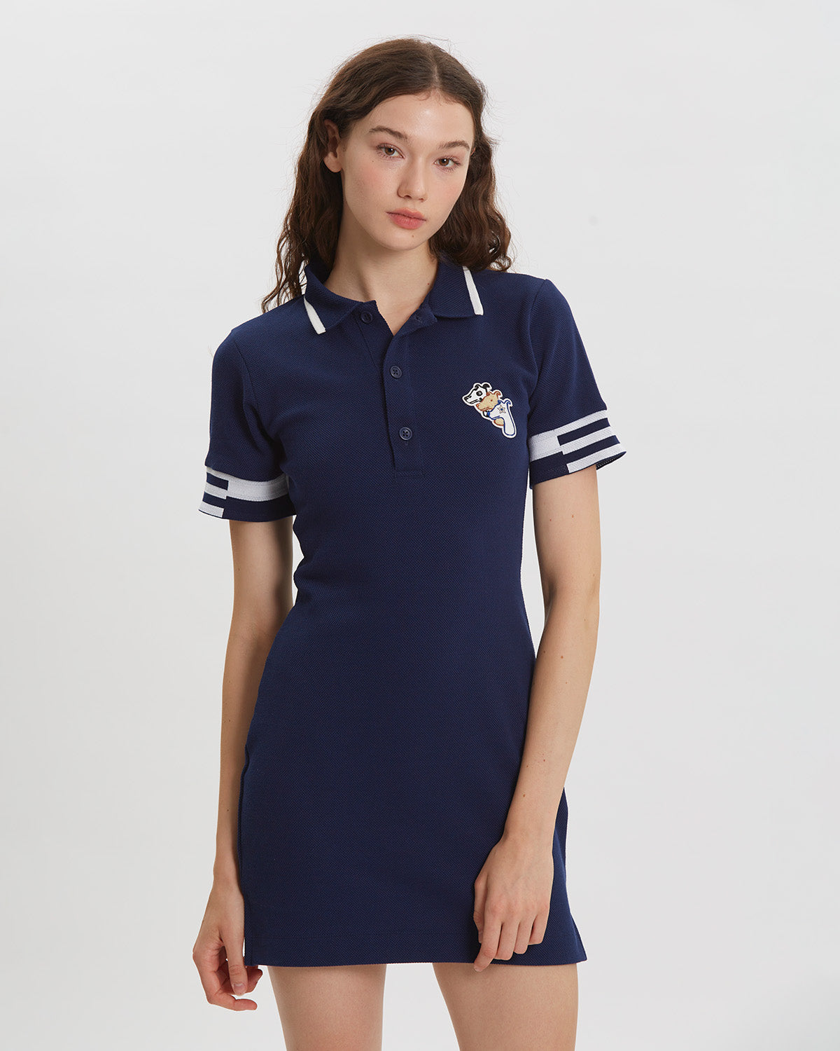 PIQUE POLO DRESS  WITH LOGO EMBROIDERED