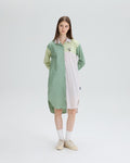 STRIPED COLOR-BLOCK SHIRT DRESS WITH LOGO EMBROIDERED