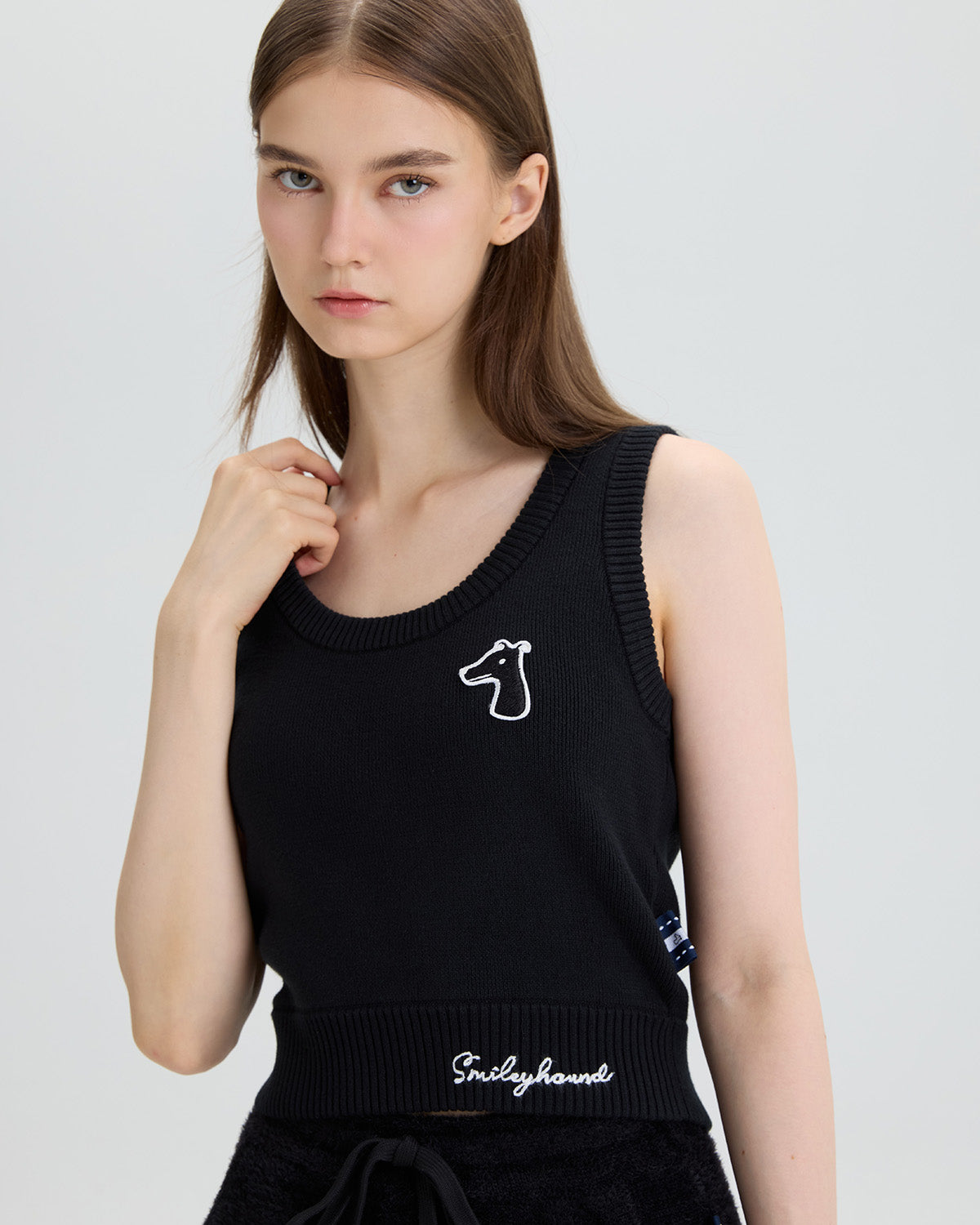 RIB KNIT TANK TOP WITH LOGO EMBROIDERED