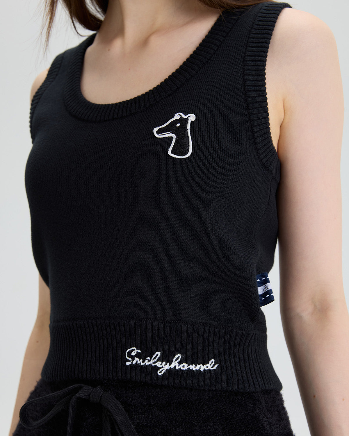 RIB KNIT TANK TOP WITH LOGO EMBROIDERED