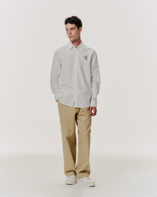 POPLIN SLIM SHIRT WITH LOGO EMBROIDERED