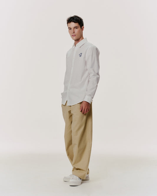 POPLIN SLIM SHIRT WITH LOGO EMBROIDERED