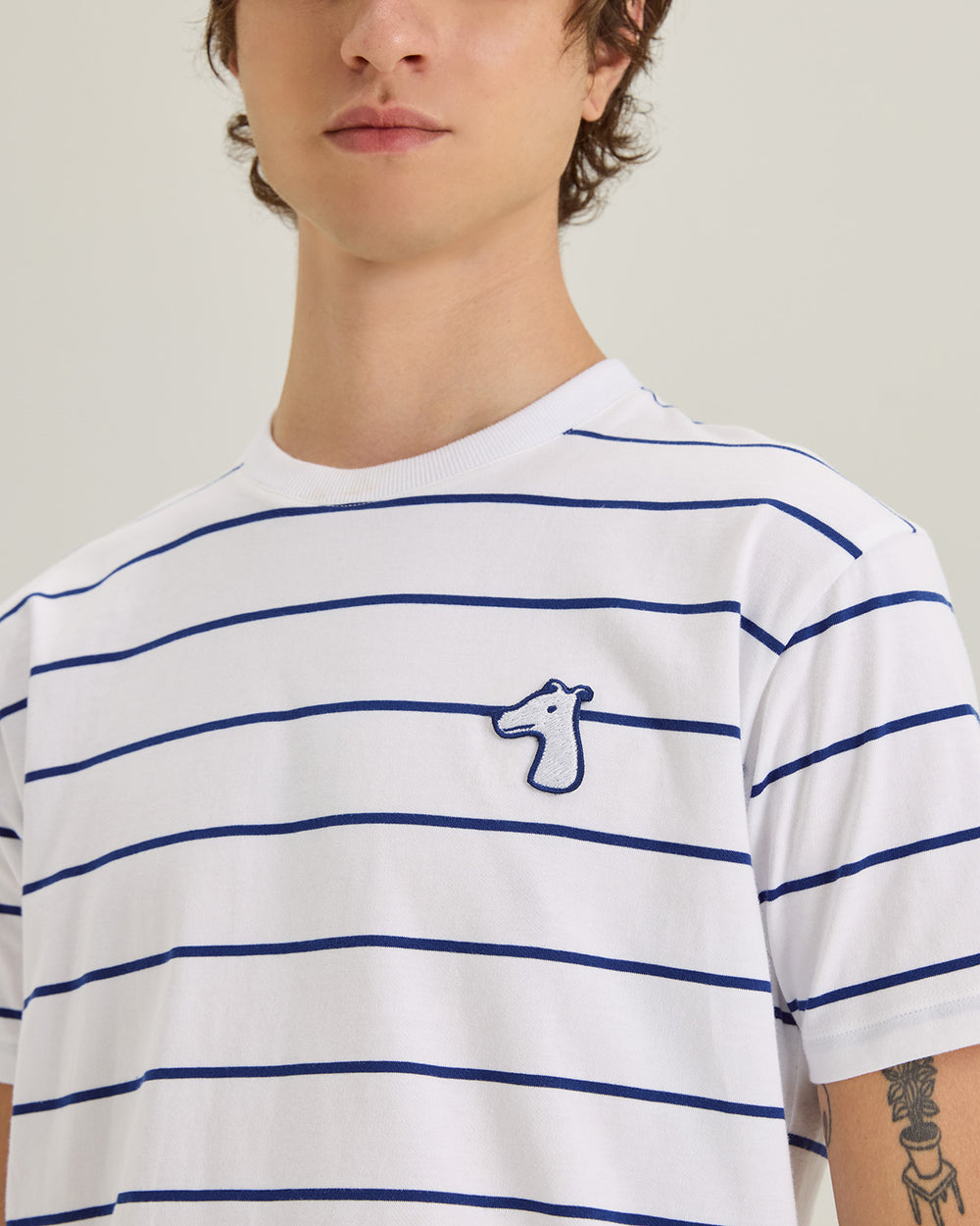 REGULAR FIT STRIPED  T-SHIRT WITH  LOGO EMBROIDERED