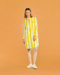 SUMMER STRIPE SHIRT DRESS WITH LOGO EMBROIDERED