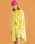 SUMMER STRIPE SHIRT DRESS WITH LOGO EMBROIDERED