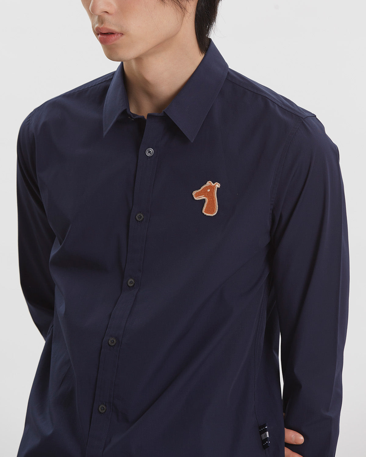 POPLIN SLIM SHIRT WITH LOGO EMBROIDERED