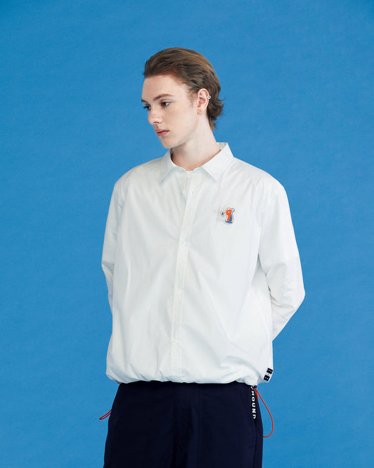 DRAWSTRING  SHIRT WITH LOGO EMBROIDERED