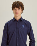 POPLIN SLIM SHIRT WITH LOGO EMBROIDERED