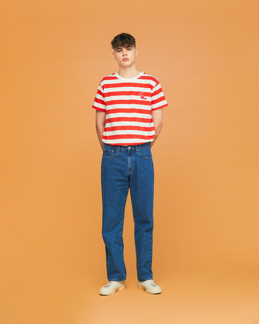 SUMMER STRIPE T-SHIRT WITH LOGO EMBROIDERED