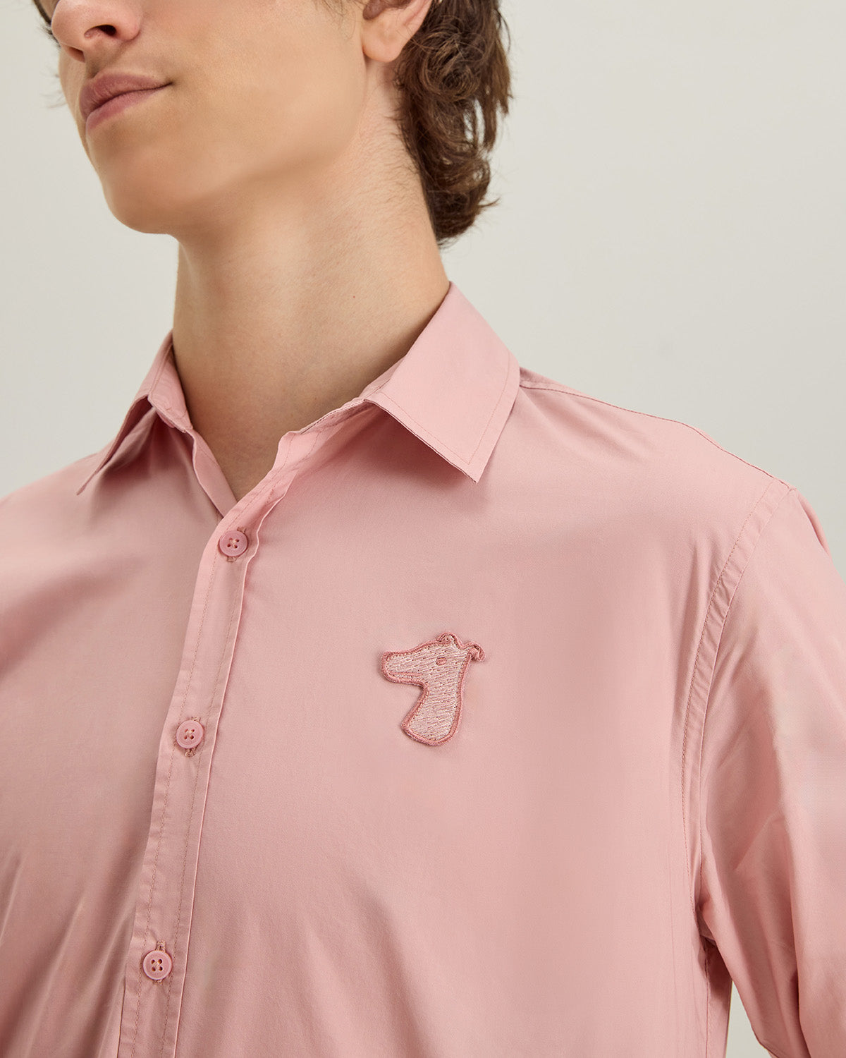 POPLIN SLIM SHIRT WITH LOGO EMBROIDERED