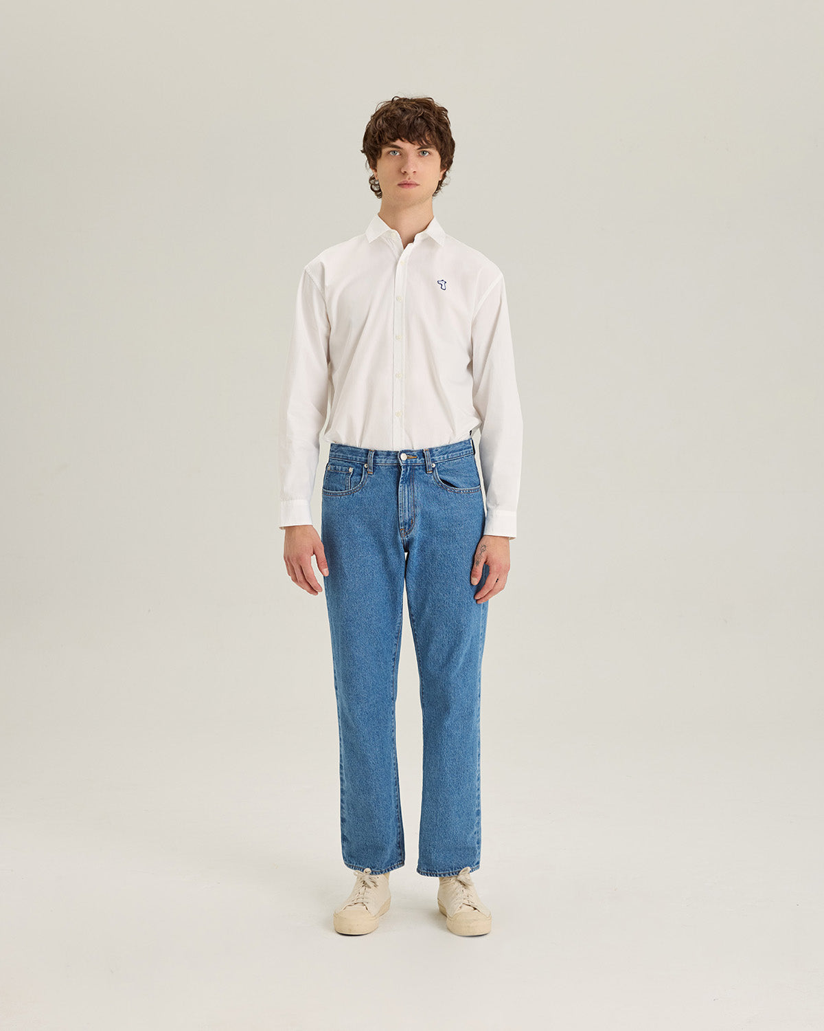 POPLIN REGULAR SHIRT WITH LOGO EMBROIDERED