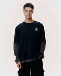 DOUBLE LAYERED LONG-SLEEVE T-SHIRT WITH LOGO EMBROIDERED