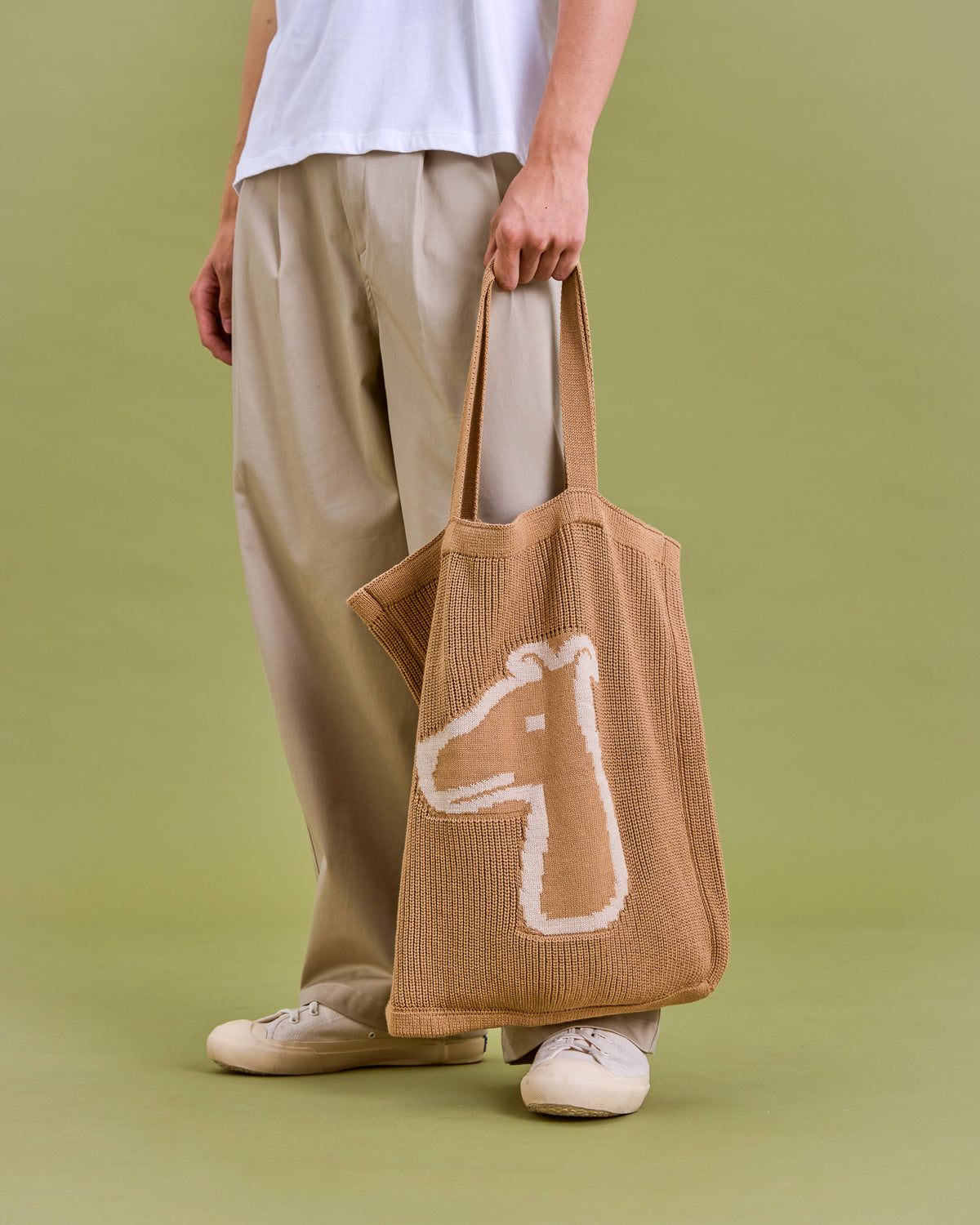 SMILEYHOUND KNIT TOTE BAG WITH LOGO EMBROIDERED