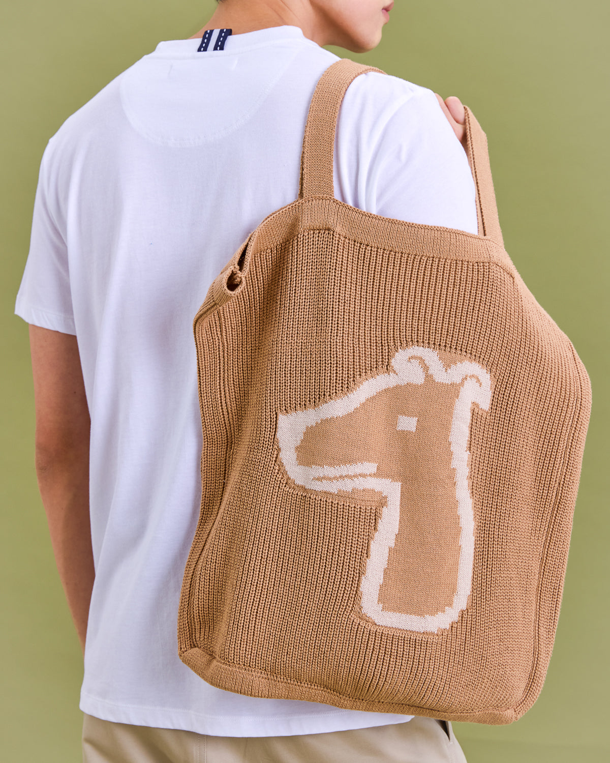 SMILEYHOUND KNIT TOTE BAG WITH LOGO EMBROIDERED