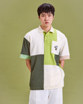 BOXY FIT COLOR-BLOCK POLO SHIRT WITH LOGO EMBROIDERED