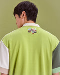 BOXY FIT COLOR-BLOCK POLO SHIRT WITH LOGO EMBROIDERED