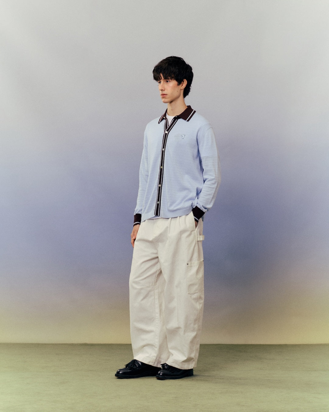 SMILEYHOUND KNITTED SHIRT WITH CONTRASTING CUFFS AND COLLAR