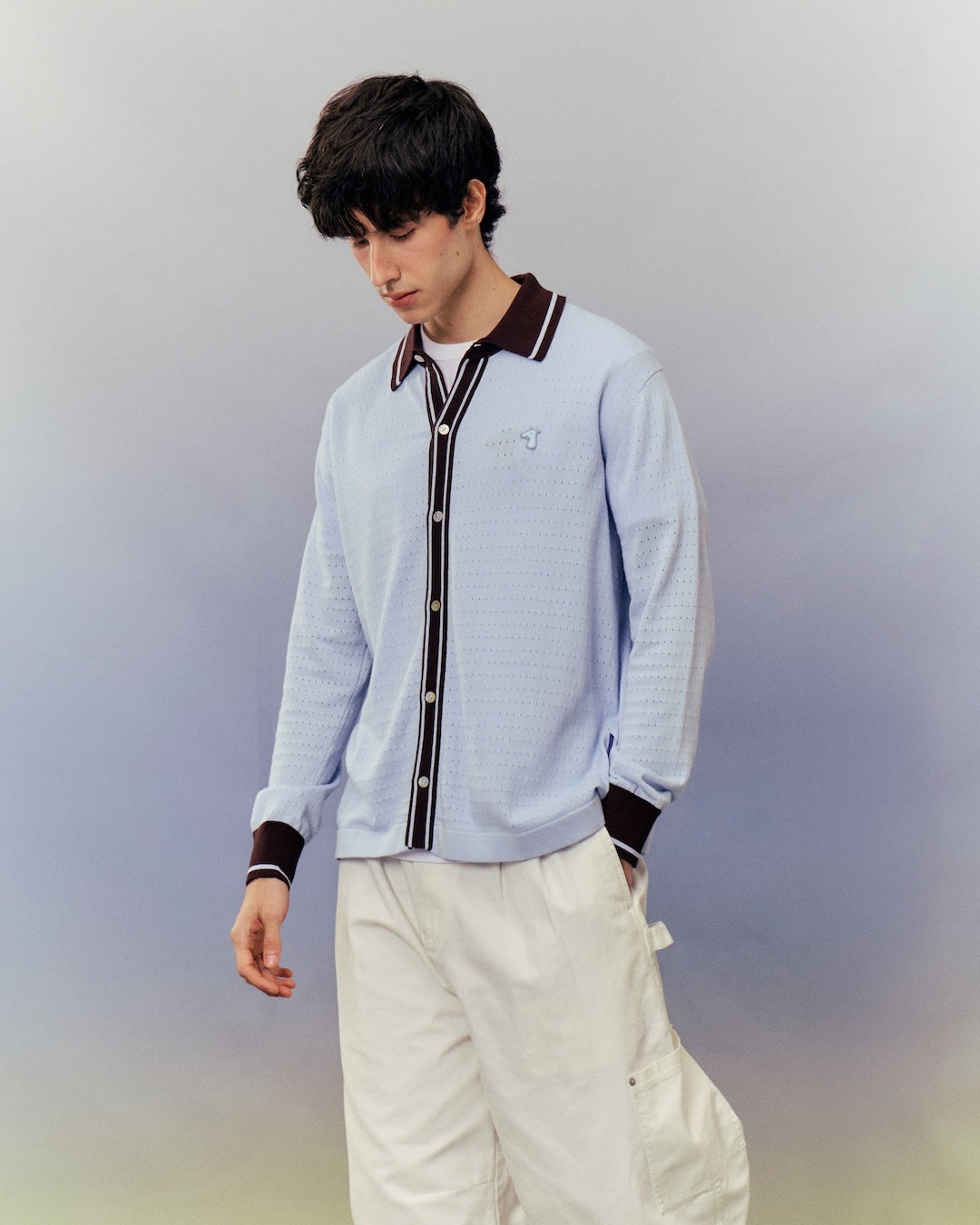 SMILEYHOUND KNITTED SHIRT WITH CONTRASTING CUFFS AND COLLAR