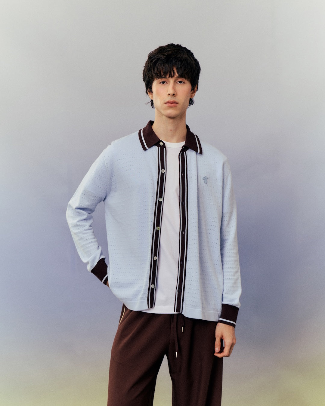 SMILEYHOUND KNITTED SHIRT WITH CONTRASTING CUFFS AND COLLAR