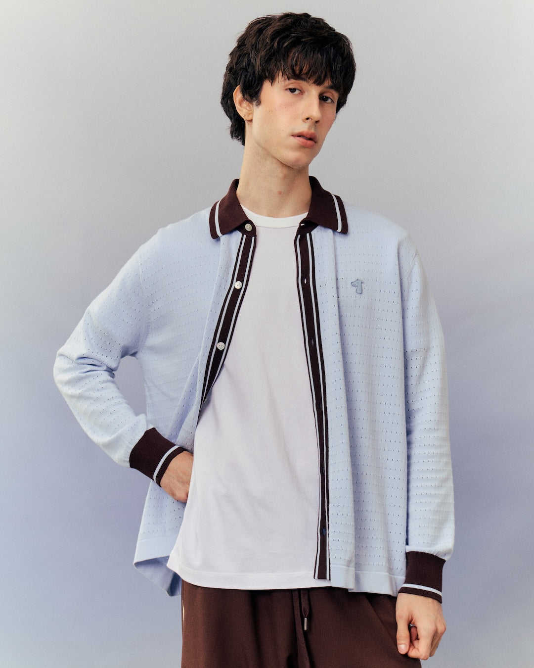 SMILEYHOUND KNITTED SHIRT WITH CONTRASTING CUFFS AND COLLAR